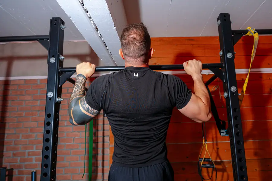Pull-ups on the bar at the gym